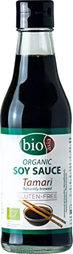 BIOASIA Bio Tamari Sojasauce - Glutenfrei und Natürlich Gebraut (250 ml) - Sojasaucen: Authentische, glutenfreie Tamari Sojasauce, ideal zum Verfeinern von Gerichten und Dippen für Sushi, ohne Zusatzstoffe.