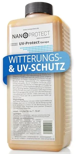 Nanoprotect UV-Protect | Holzöl | UV-Schutz | Witterungsschutz | Langzeitschutz gegen Vergrauung, Austrocknung und Rissbildung | 1 Liter | Garapa - hellbraun | Für ca. 7 - 10 m²