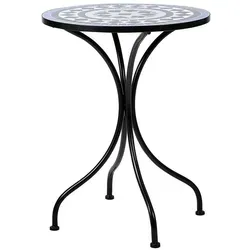 BUTLERS Bistrotisch Palazzo rund Ø 55 cm - Wetterfestes Keramik-Mosaik für Balkon & Garten - Ø 55 cm, H 71 cm | Robustes Eisen, pulverbeschichtet | Handgefertigtes Mosaik-Design für mediterranes Flair. Ideal für Balkon und Terrasse – genieße stilvolle Momente drinnen und draußen!