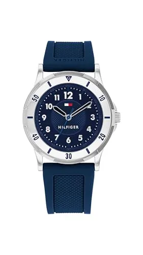 Tommy Hilfiger Quarzuhr KIDS 1720040 - Kinderuhr mit analoger Anzeige, wasserdicht bis 5 bar, ideal als Geschenkidee zum Geburtstag oder Schulanfang, stylisches Design in Blau und Silber.