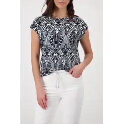 Monari T-Shirt Regular Fit mit Ornament-Muster in Schwarz XXL (44) - Stylisches T-Shirt im Regular Fit mit ansprechendem Ornament-Muster. Hergestellt aus einer elastischen Viskose-Mischung für optimalen Tragekomfort im Alltag.