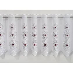 Plauener Stickerei Scheibengardine Blüten (1 St) - Elegante, transparente Voile-Gardine mit Durchzuglöchern und schöner Plauener Spitze. Ideal für eine stilvolle Fensterdekoration und lichtdurchlässig für eine angenehme Raumatmosphäre.