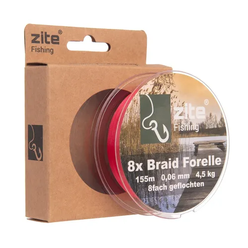 Zite Fishing 8x geflochtene Schnur Forelle 0,06mm rot 155m