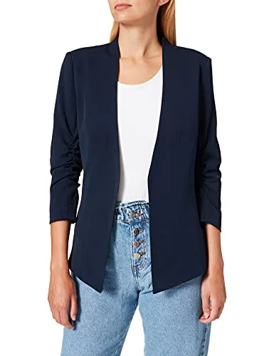 Vila Damen Viher New 3/4 Blazer, Navy Blazer, S - Eleganter Blazer für Damen, aus leichtem Strick mit Stretchanteil für optimalen Tragekomfort und moderne Rippdetails.