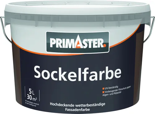 Primaster Sockel- und Dachfarbe 5 L nussbraun - Fassadenfarbe in nussbraun, wetterfest und ideal für langlebige Farbgestaltung von Sockeln und Dächern.
