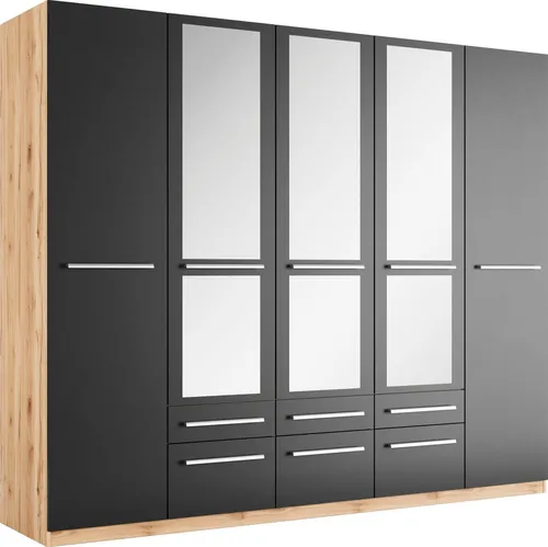 Kleiderschrank PRIESS "Barcelona" - Geräumiger Wäscheschrank mit Spiegel - Kleiderschränke, viel Stauraum mit 6 Schubladen und 5 Türen, inklusive Spiegel und optionaler LED-Beleuchtung, hergestellt in Deutschland.