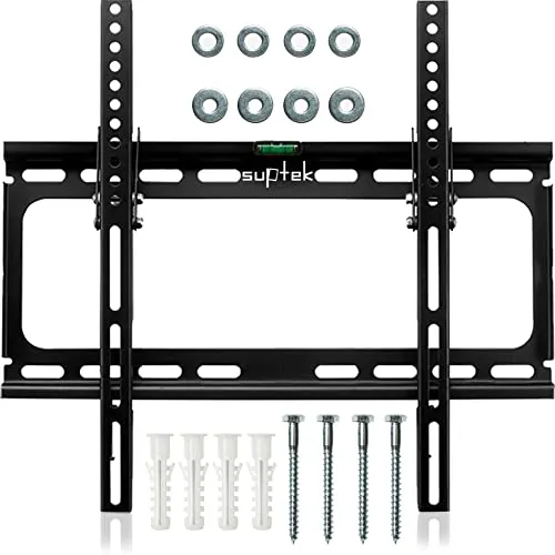 suptek TV Wandhalterung, Wandhalterung Fernseher für 26-55 Zoll LCD/LED/Plasma/Flach&Curved bis 45kg, TV Halterung Neigbare Wandhalterung TV Fernsehhalterung VESA Wandhalterung, Max. VESA 400x400mm