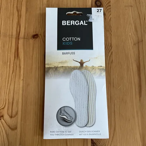 Bergal Barfuß Kinder Einlegesohlen 100% Baumwolle Gr. 27 1 Paar