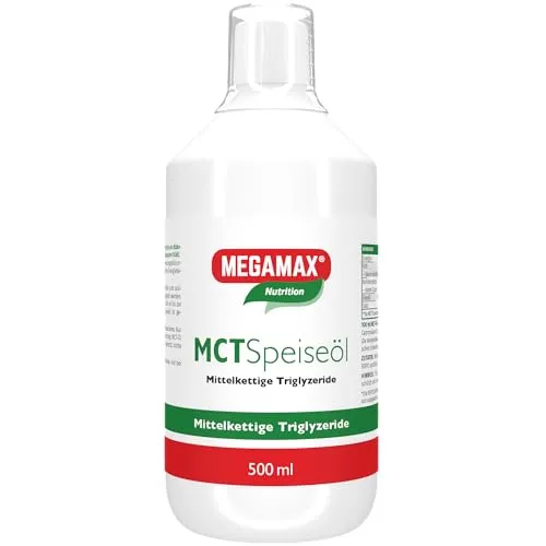 MCT 100% reines Megamax Öl 500 ml - Hochwertiges MCT-Öl für vielseitige Verwendung in der Küche und beim Kochen. Ideal zur Unterstützung einer ausgewogenen Ernährung.
