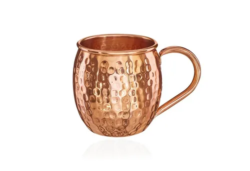 NKlaus Kupferbecher 140g - Oval Moscow - Becher aus 100% reinem Kupfer, handgehämmert und ideal für Cocktails. Genießen Sie Ihre Getränke in ayurvedischer Tradition mit einem Gewicht von nur 140g.