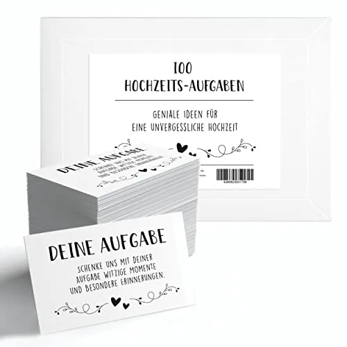 Hyggelig Home 100 Hochzeits Aufgaben Karten für eine unvergessliche Hochzeit - Hochzeitsspiel für Gäste & Brautpaar - Fotoaufgaben Fotospiel für viele Lacher, tolle Fotos und einzigartige Momente