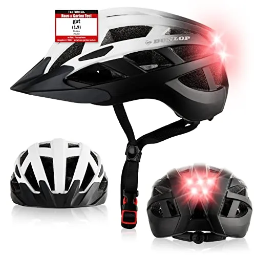 DUNLOP Fahrradhelm mit Licht – Ultraleicht und Sicher für Damen, Herren und Kinder - Entdecken Sie den DUNLOP Fahrradhelm mit abnehmbarem Visier und wasserdichtem Rücklicht. Ideal für alle Radfahrer, bietet er höchsten Tragekomfort und Sicherheit im Straßenverkehr.