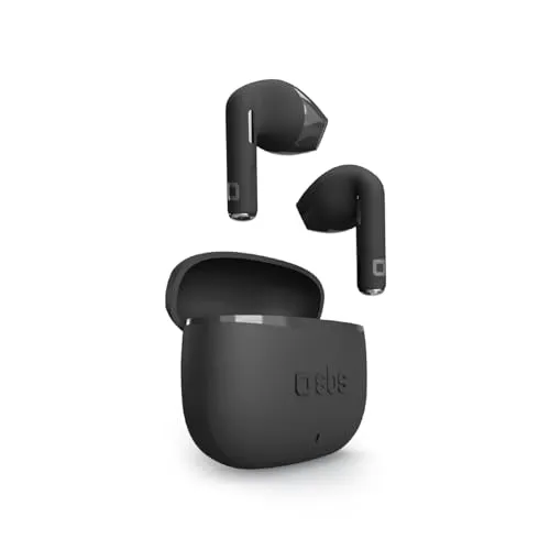 SBS Semi-in-Ear-Ohrhörer TWS, Schwarz - Die SBS Semi-in-Ear-Ohrhörer bieten True Wireless Stereo für ein kabelloses Klangerlebnis. Mit 3 Stunden Wiedergabe und einem Ladeetui für insgesamt 12 Stunden sind sie ideal für unterwegs. Genießen Sie Musik und Anrufe mit Touch-Steuerung.