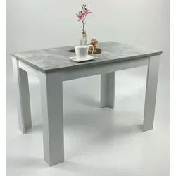 Möbel SD Esstisch in Beton Optik Weiß 110 x 70 - Esstisch in modernem Design mit kratzfester Melamin-Tischplatte, ideal für Wohn- und Essbereiche. Stabile Eck-Tischbeine sorgen für sicheren Stand.