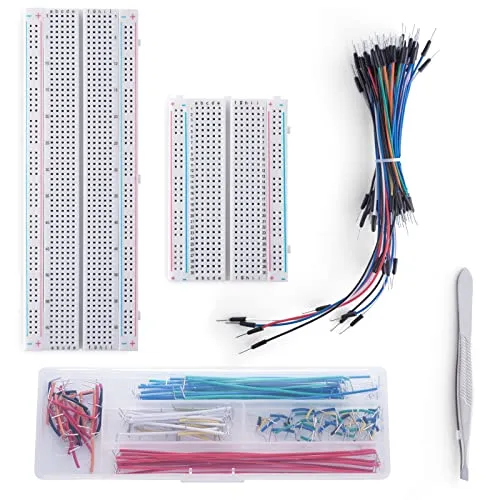 Breadboard jumper Wire Kabel steckplatine Set 1 Pcs 830 + 1 Pcs 400 Steckplatine +65 Pcs Jumper Kabel Flexible +140 Pcs Jumper Wires Set (2-125mm)+1Pcs Pinzette