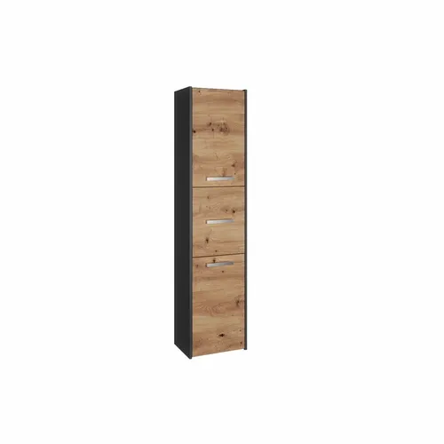 CDF Badschrank S43 - Moderner Badezimmerschrank in Anthrazit und Eiche Artisan - Hoch- & Midischränke fürs Bad mit geräumigen Einlegeböden, minimalistischer Konstruktion und einfacher Montage für Ihr stilvolles Badezimmer.