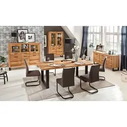 Highboard 2345 TINA Vitrine aus Wildeiche natur - Schränke & Wandschränke, elegantes Highboard mit 5 Türen und 1 Schublade, ideal für stilvolle Wohnzimmergestaltung, Beleuchtung möglich (nicht inklusive)