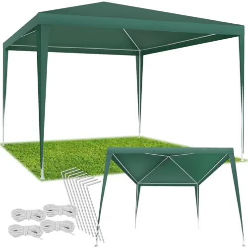 tectake® Pavillon 3x3 m - Wasserdicht & UV-geschützt - Pavillon für Garten und Camping, blitzschnell aufbaubar dank praktischem Stecksystem. Ideal für jedes Wetter mit stabiler Konstruktion und einfacher Handhabung.