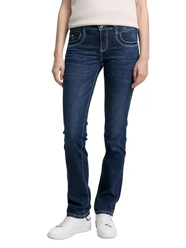 TOM TAILOR Damen Alexa Straight Jeans - Klassische Five-Pocket-Jeans, bequemer Stretch-Anteil für optimale Bewegungsfreiheit