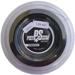 Polystar Tennissaite Energy 1.20mm - Beliebte Polyester-Tennissaite in Schwarz, bietet hohe Festigkeit und ausgezeichneten Spannungserhalt für ambitionierte Spieler, 200m Rolle.