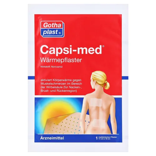 Capsi-Med Wärmepflaster 11x18 cm - Schmerztherapie leicht gemacht - Bewegungsapparat-Medikamente, effektives Wärmepflaster für gezielte Schmerzlinderung und schnelle Entspannung der Muskulatur.