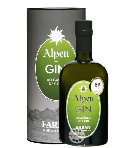 Farny Alpen-Gin Allgäuer Dry Gin - Gin aus dem Allgäu mit einer einzigartigen Aromenvielfalt, hergestellt aus regionalen Zutaten für ein unvergessliches Geschmackserlebnis.