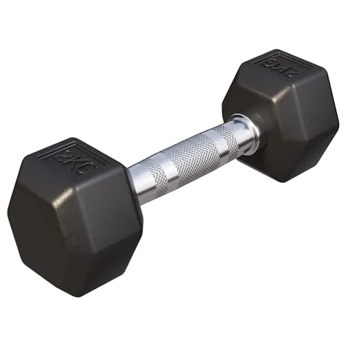 GORILLA SPORTS® Hexagon Kurzhanteln - Gewichte 2-50 kg, mit/ohne Ablage, Gusseisen Gummiert, Rutschsicher, Griff Gerändelt, Verchromt, Schwarz - Sechseckige Hanteln, Dumbbell, Krafttraining, Fitness