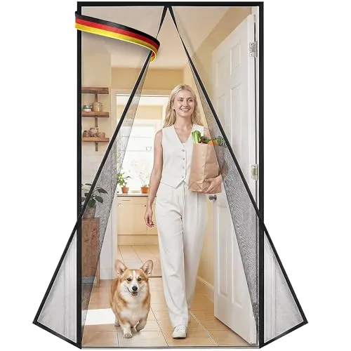 DOOR EASY Fliegengitter Balkontür 140 x 240cm Magnet – Premium Hochleistungs-Gewebe (Reißfester als Fiberglas) – Insektenschutz Tür ohne Bohren – Lückenlos schließender Magnetvorhang Terrassentür