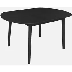 sweeek - Ovaler ausziehbarer Esszimmer-Tisch aus Heveaholz und Eichenfurnier - Schwarz - Moderner, ovaler Esstisch für 4-6 Personen, ausziehbar von 110 auf 140 cm. Ideal für gesellige Momente, passt perfekt in jedes Zuhause mit seinem eleganten Design.