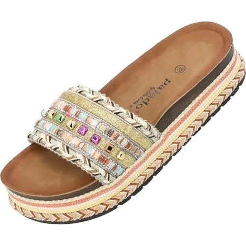 Palado Pantoletten Damen Vaphine by Sila Sahin - Bequeme Sandalen mit Plateau-Sohle - Pantoletten für Damen mit ergonomischem Fußbett für ganztägigen Komfort und rutschfester TPR-Sohle für sicheren Halt – ideal für stilvolle Sommer-Outfits.