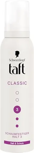 Schwarzkopf Taft Schaumfestiger Classic Halt & Schutz (150ml), Haltegrad 3, Haarschaum für alle Haartypen, für Haarschutz und Halt, vegane Formel*