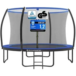 SONGMICS Gartentrampolin Ø 366 cm - bis 150 kg belastbar - Trampolin für Outdoor-Spaß mit Sicherheitsnetz, Leiter und gepolsterten Stangen. Ideal für Kinder ab 6 Jahren, sicher und leicht zu montieren.