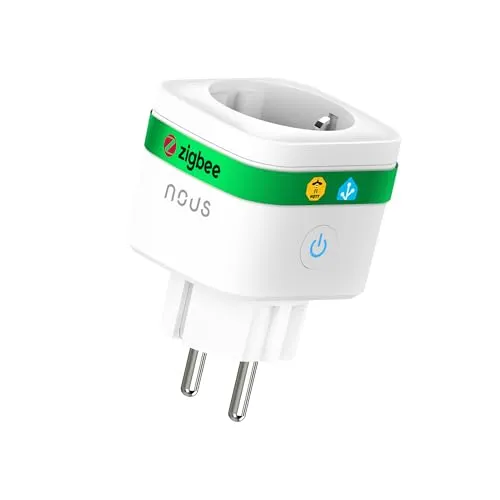 NOUS A7Z ZigBee Smart Steckdose mit Energieüberwachung, 16A, App- & Sprachsteuerung, Zeitplan & Timer, Kompatibel mit Alexa, Google Home, Home Assistant, Tuya, ZigBee-Hub Erforderlich, 1 Pack