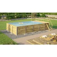 weka Massivholzpool 595 Gr. 2 - Rechteckiger Einbaubecken mit Technikraum - Swimmingpool aus massivem Holz und PVC, inkl. Sandfilteranlage und Skimmer für klares Wasser, ideal für entspannende Sommertage.