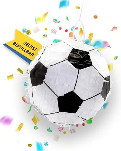Party Factory – Pinata Fußball für Jungen & Mädchen zum Befüllen & aufhängen – Schlag-Piñata als Party Deko mit ⌀ 27 cm für Geburtstag & Mottopartys – Partyspiel Motiv-Pinjata für Kinder