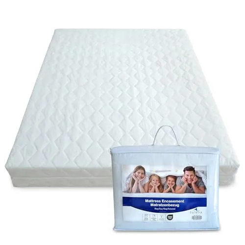 TULENA Matratzenbezug 180x200cm - Hygienischer Matratzenschoner mit Reißverschluss - Matratzenauflagen: Hochwertiger Matratzenbezug schützt vor Allergenen und sorgt für hygienischen Schlafkomfort. Waschbar bis 40°C und schadstoffgeprüft nach Oeko Tex Standard 100.