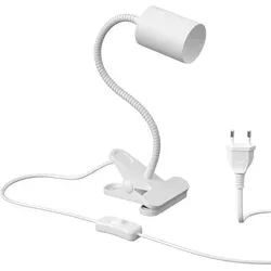 ledscom.de Klemmleuchte, Schwanenhals WAIKA, Schalter, weiß matt, 1x GU10 max. 15W
