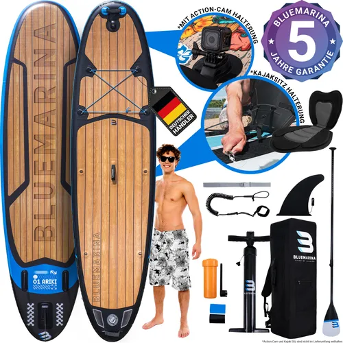 Bluemarina Aufblasbares Stand Up Paddle Board - 5 Jahre Garantie - Stand-Up Paddling Set mit 140 kg Tragkraft, robustem UV-beständigem Material und Drop-Stitch-Technologie für maximale Stabilität – ideal für Anfänger und Fortgeschrittene.