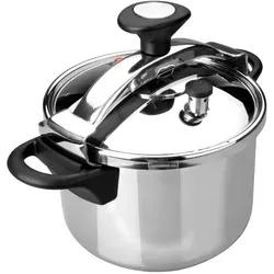 Lacor Drucktopf Classic 6 Liter - Kochtopf aus 18/10 Edelstahl mit zeitlosem Design, ideal für Gas-, Elektro- und Glaskochfelder. Der Sandwichboden sorgt für optimale Wärmeleitung und gleichmäßiges Kochen.