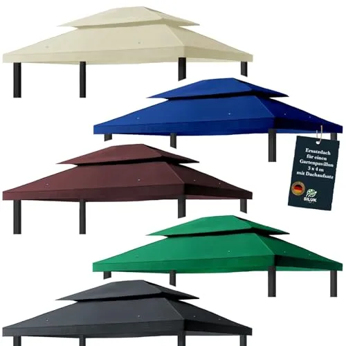 freigarten.de Ersatzdach für Pavillon 3x4 Meter - Wasserdicht und strapazierfähig - Hochwertiges Ersatzdach in Beige, gefertigt aus 370g/m² PVC. Mit praktischem Klettverschluss-System für einfache Montage. Ideal als Sonnenschutz oder leichter Regenschutz für Feste. Zusätzliche Ablauflöcher verhindern Wassersäcke.