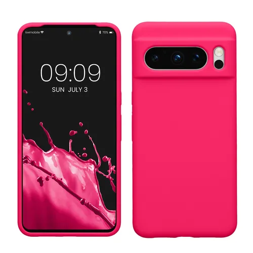 kwmobile Handyhülle für Google Pixel 8 Pro Hülle, für Pixel 8 Pro Case - Hülle Silikon - kabelloses Laden - Neon Pink
