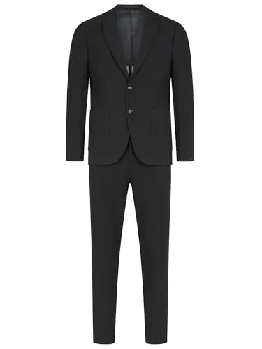 JEFF Herren JFLandon Anzug 2-teilig Sakko Hose Bundle | elastischer Herrenanzug Regular Fit für Männer Black, 50