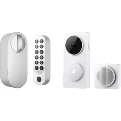 Aqara Smart Lock U200 + Doorbell Camera Hub G410 Weiß - Smart Home Set mit 2K Auflösung für klare Videos, Radarerkennung und umfassende Sicherheitsoptionen, inklusive 95 dB Chime-Hub und Unterstützung für HomeKit und Matter.