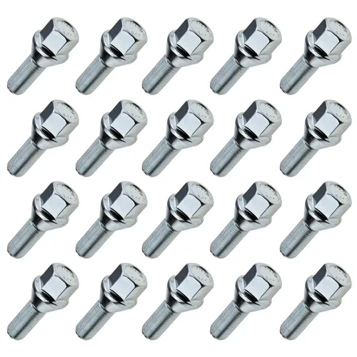 20x Radschrauben Radbolzen M12x1,5 30mm Kegel Carbonado SW17 Silber für VAG VW