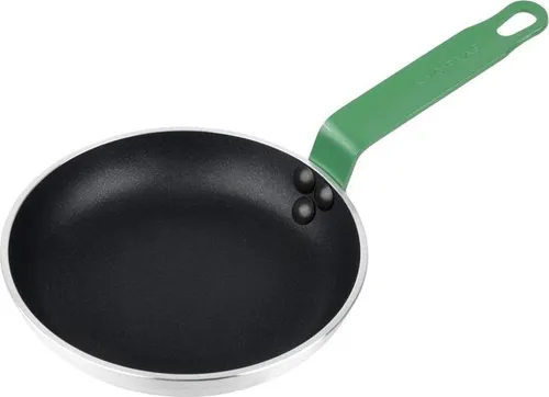 Hygiplas Teflon Platinum Plus Antihaft-Pfanne 200mm mit grünem Griff - Praktische Antihaft-Pfanne mit farbcodiertem Griff für vegane und vegetarische Gerichte. Die Teflon Platinum Plus Beschichtung sorgt für müheloses Braten ohne Ankleben. Ideal für den professionellen Einsatz in der Gastronomie.