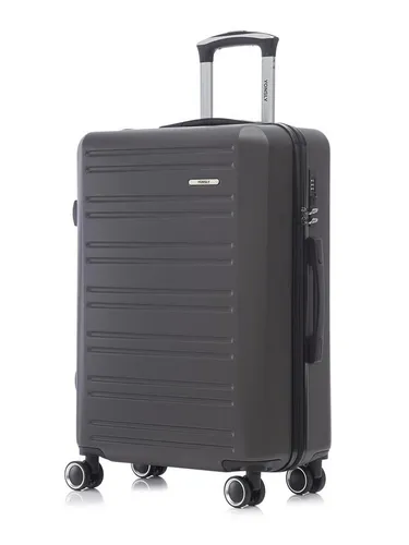 YONSLY Koffer Suitcase L, Grau – Trolley Reisekoffer mit 4 Rollen - Robuster Hartschalenreisekoffer mit 360°-Doppelrollen für mühelose Mobilität. Aus leichtem, stoßfestem ABS-Material und ausgestattet mit einem zuverlässigen Sicherheitsschloss für unbesorgtes Reisen.