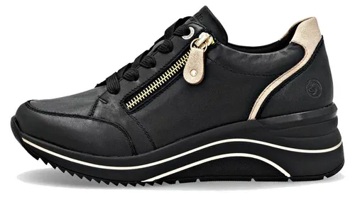 Keilsneaker REMONTE Damen Gr. 43 - Sportlich in Gold - Sneaker mit Rieker TEX-Membran für optimalen Wetterschutz und Komfort. Made aus Leder und Lederimitat, ideal für Freizeit und Alltag.