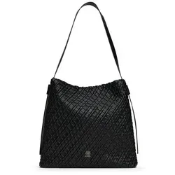 Tragetasche TOMMY HILFIGER TH BRAIDED MAXI HOBO - Stylische Damen Umhängetasche aus pflegeleichtem Lederimitat, abnehmbarer Schulterriemen und eleganter Kordelverschluss. Perfekt für den täglichen Gebrauch und praktische Aufbewahrung.