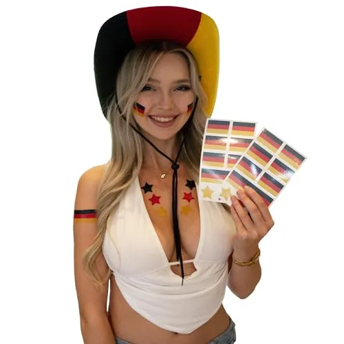 Deutschland Fan Tattoo Karte - EM 2024 - Deutschland Karte - Limited Edition - Fahnen, Sterne - Temporay Body Tattoo (2) 2 x