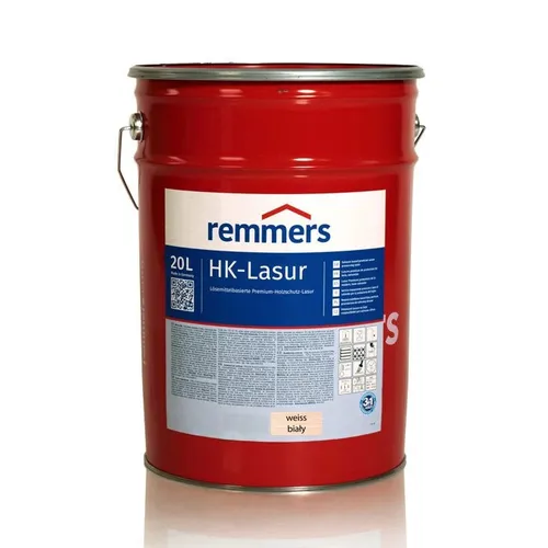Remmers HK-Lasur 3in1 weiß, 20 Liter - Premium Holzlasur für außen – vereint Imprägnierung, Grundierung und Lasur in einem Produkt. Optimaler Schutz vor Feuchtigkeit und UV-Strahlung für langlebige Holzprojekte im Außenbereich.